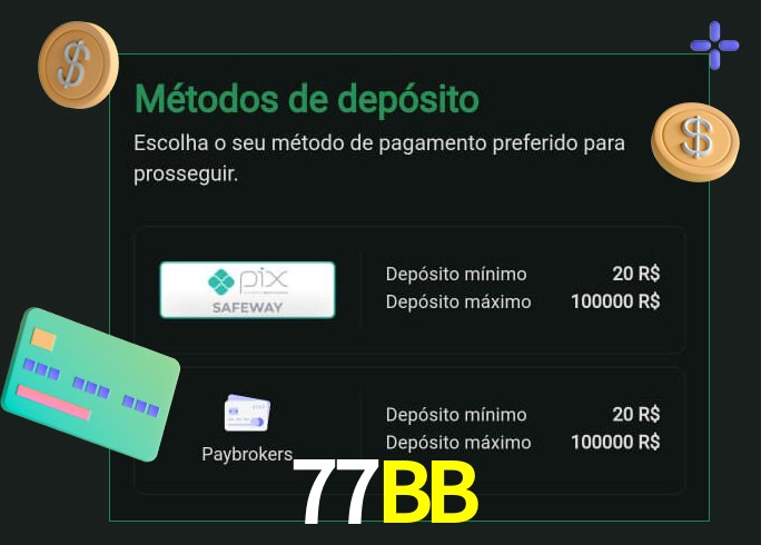 O cassino 77BB oferece uma grande variedade de métodos de pagamento